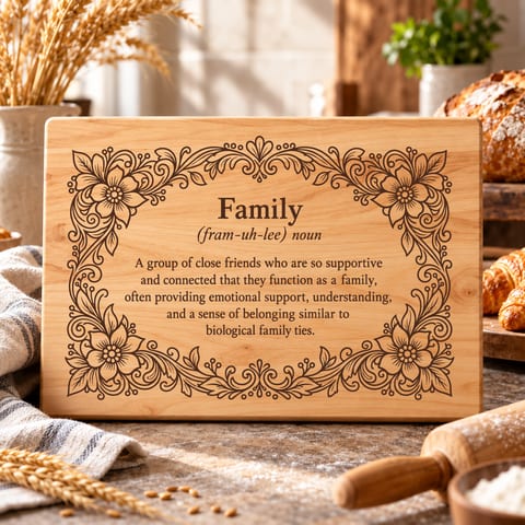Framily boho charcuterie board SVG with vintage lettering style