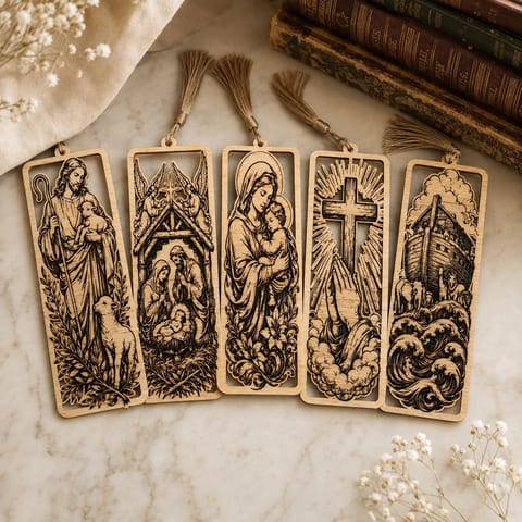 Jesus Nativity Bookmark SVG Bundle for Laser Engraving