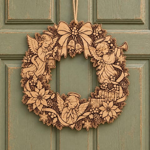 Angel Christmas Wreath SVG