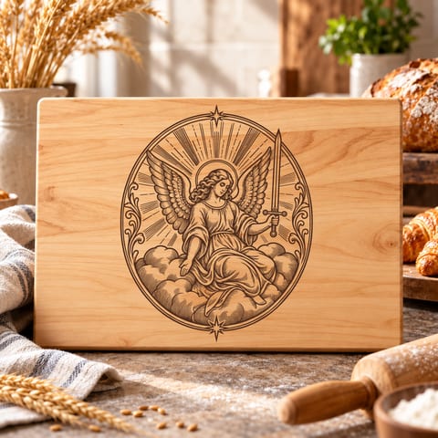 Guardian angel SVG with sacred sword vintage illustration