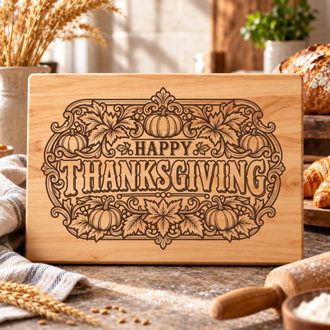 Vintage Thanksgiving cutting board SVG with harvest-inspired artwork