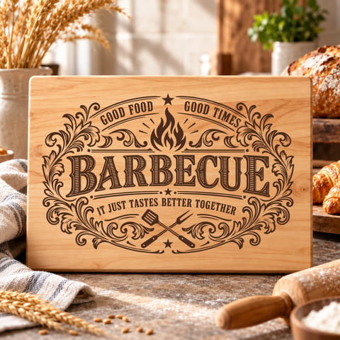 Vintage barbecue board SVG with classic BBQ engraving style