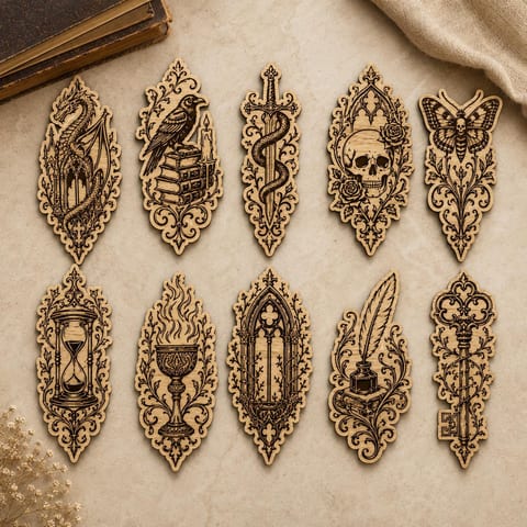 Gothic Bookmark SVG Bundle for Laser Engraving