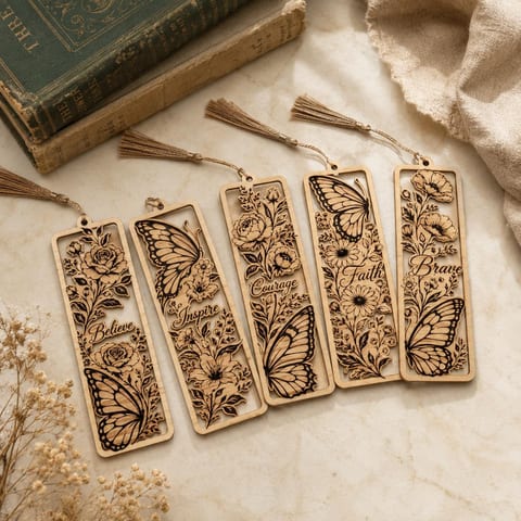 Butterfly Bookmark SVG Bundle with Floral Accents