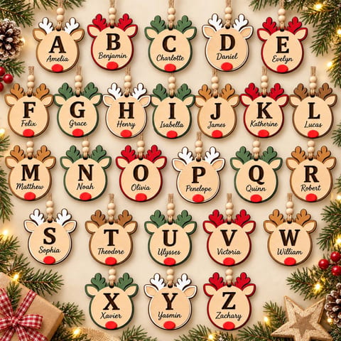 Reindeer Alphabet Ornament SVG Bundle for Laser Cutting
