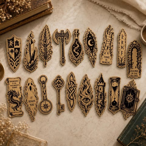 Fantasy-Themed Bookmark SVG Set for Laser Cutting