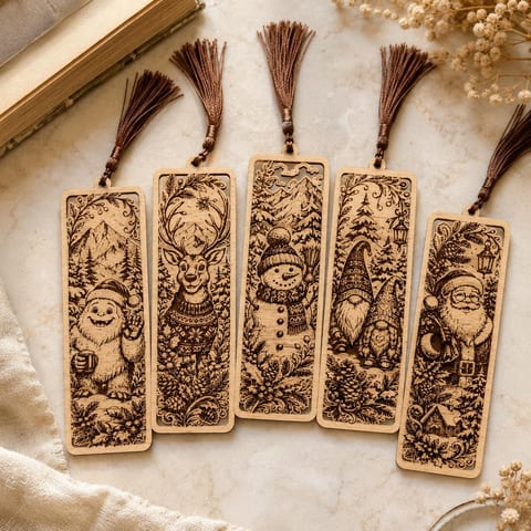 Christmas Santa Bookmark SVG Bundle for Laser Engraving