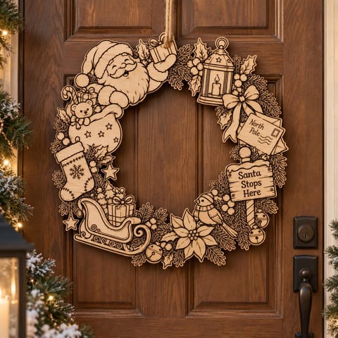 Santa Claus Wreath SVG