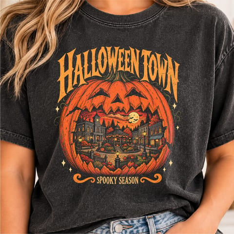 Retro Halloween pumpkin and jack-o-lantern design with spooky fall style