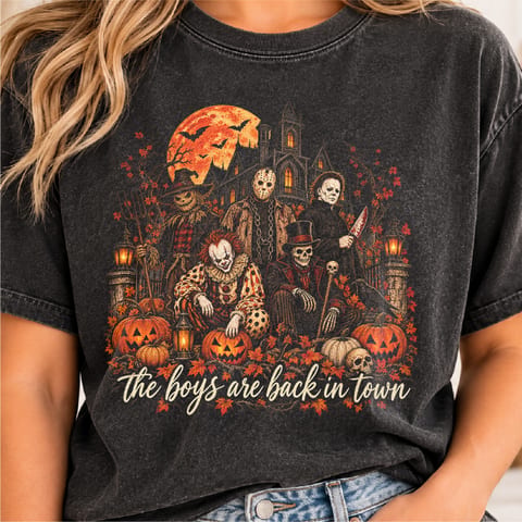 Halloween horror characters design with retro scary movie style