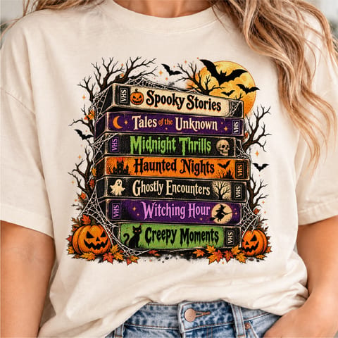 Vintage Halloween VHS horror movie night design with spooky retro styling