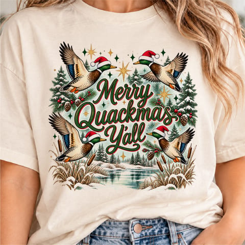 Merry Quackmas Christmas duck design with southern mallard holiday style