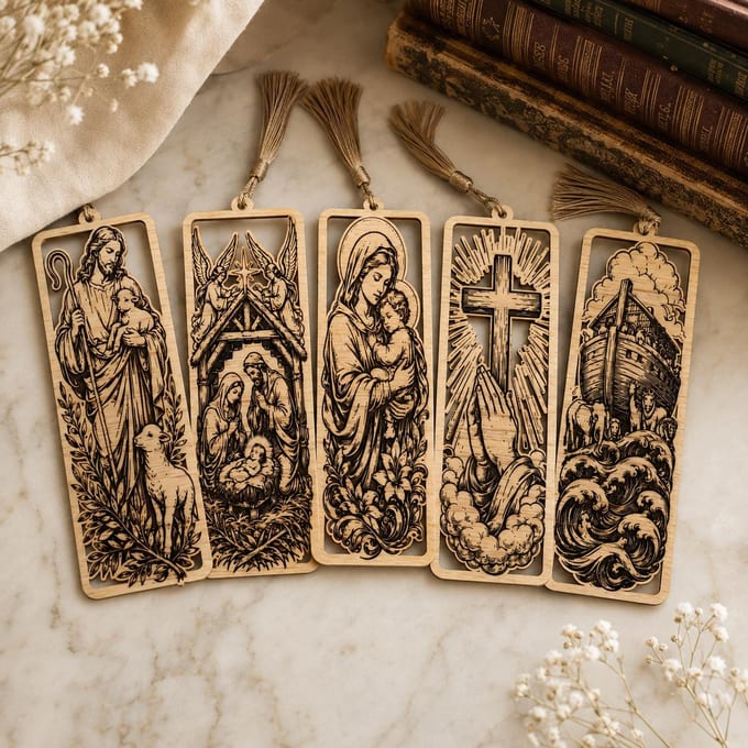 Jesus Nativity Bookmark SVG Bundle for Laser Engraving