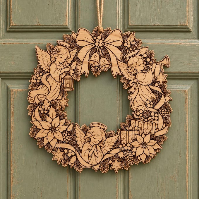 Angel Christmas Wreath SVG