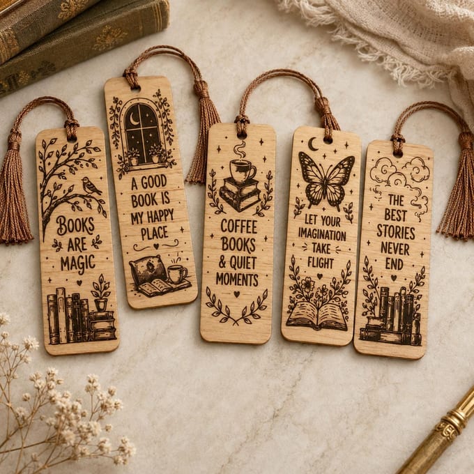 Book Quotes Bookmark SVG Bundle for Laser Engraving