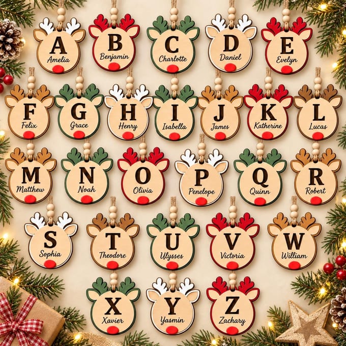 Reindeer Alphabet Ornament SVG Bundle for Laser Cutting
