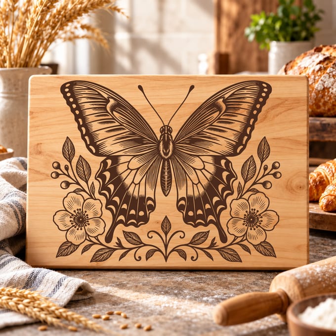 Vintage swallowtail butterfly SVG for board engraving projects