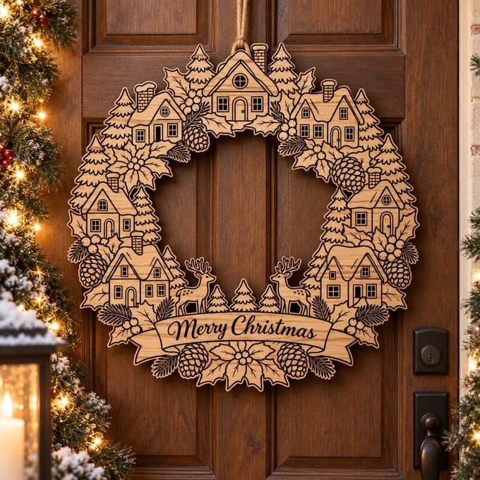 Santa Wooden Door Hanger SVG