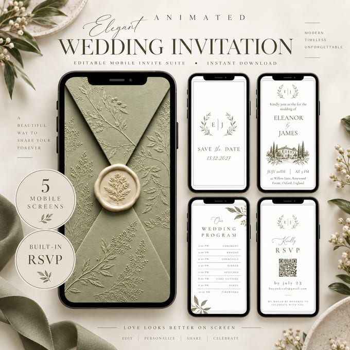 Animated Wedding Invitation with RSVP & Program