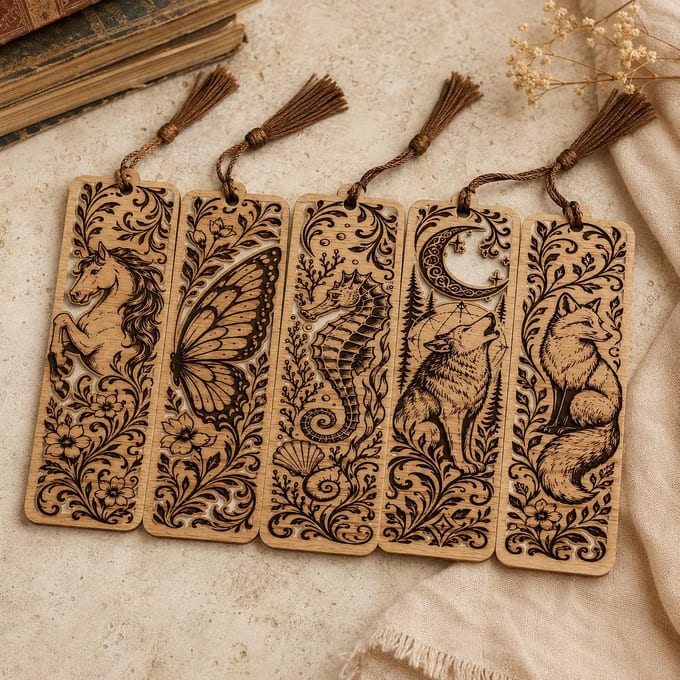Wooden Animal Bookmark SVG Bundle for Nature Lovers