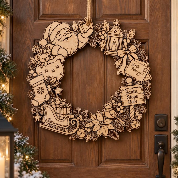 Santa Claus Wreath SVG