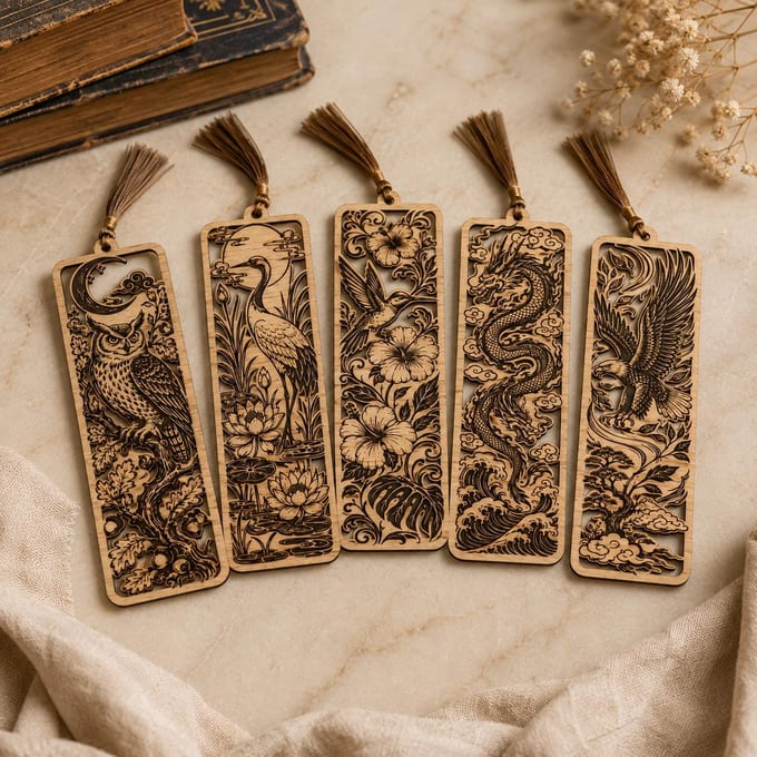 Nature Animal Bookmark SVG Engraving Set