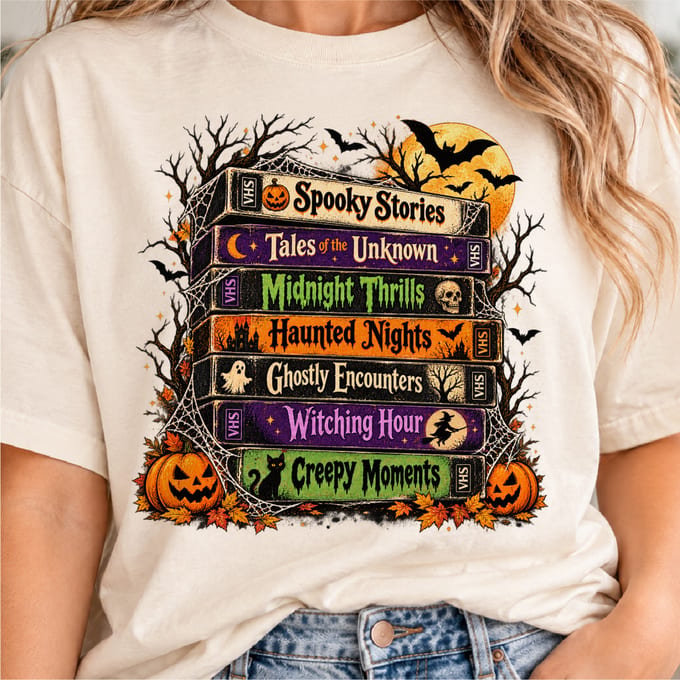 Vintage Halloween VHS horror movie night design with spooky retro styling
