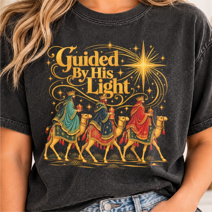 Three wise men Christian Christmas nativity design with vintage holiday style
