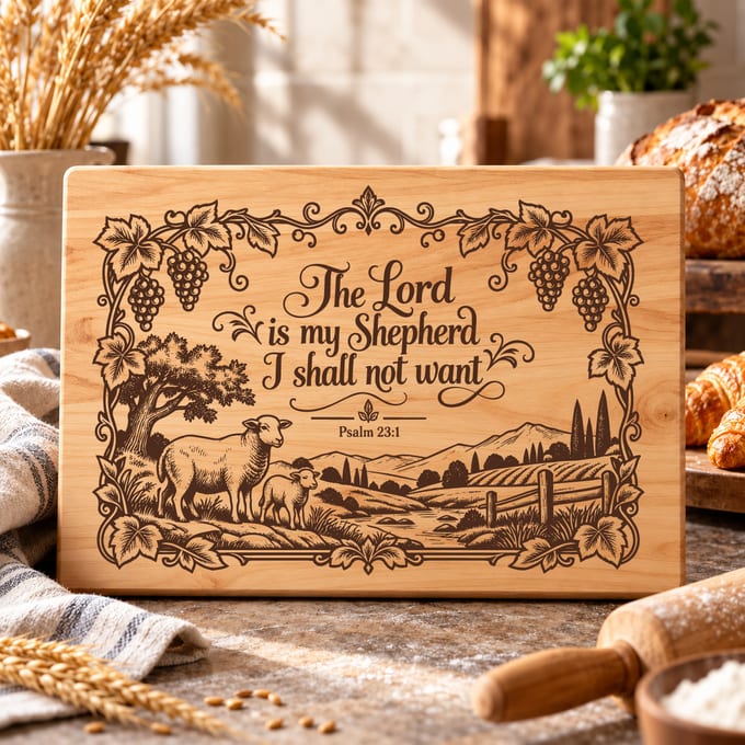 Psalm 23 scripture design with vintage Christian devotional styling