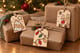 Painted reindeer, cookie tree and lights gift tags on presents under a tree